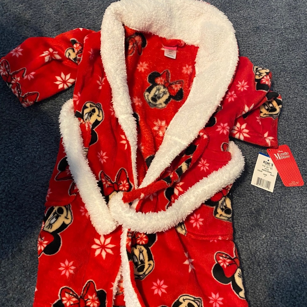 Little girls Minnie mouse robe NWT